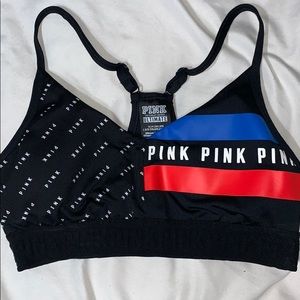 black white & red sports bra